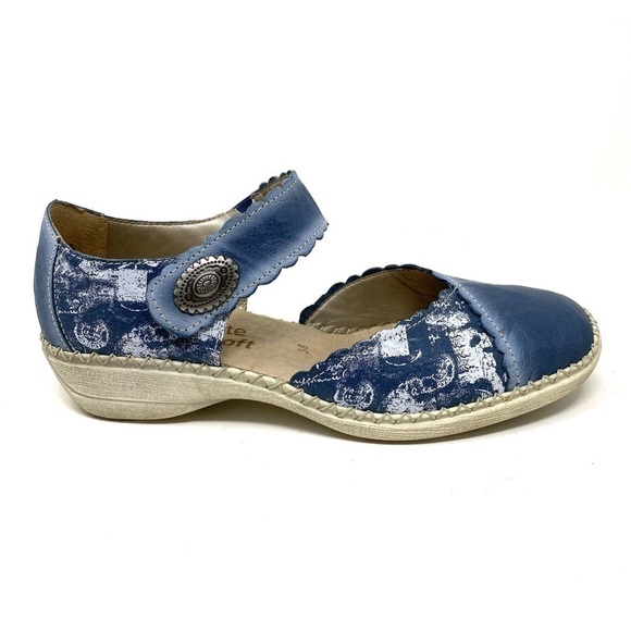 Rieker D1649 Doris leather sandals blue Combi - Picture 1 of 7